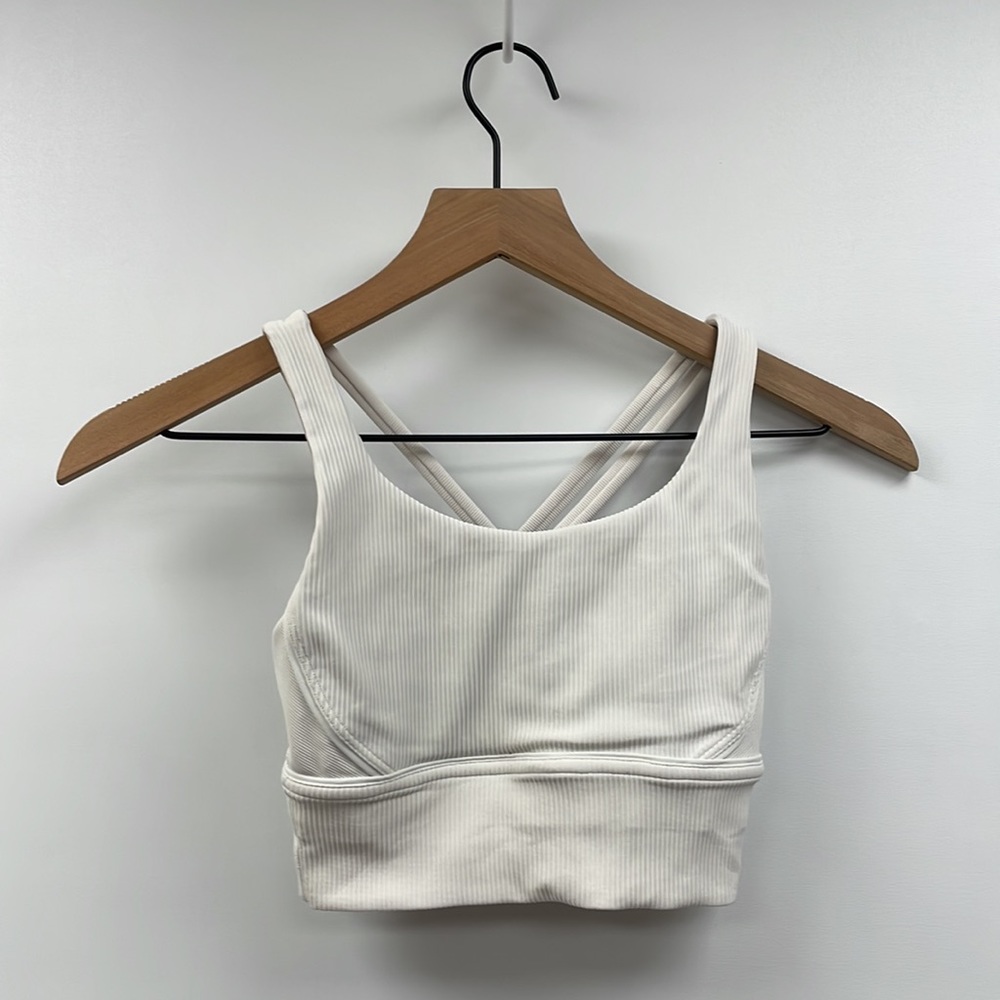 Lululemon Energy Ribbed Textured Racerback Sports Bra White 2 - Picture 2 of 6